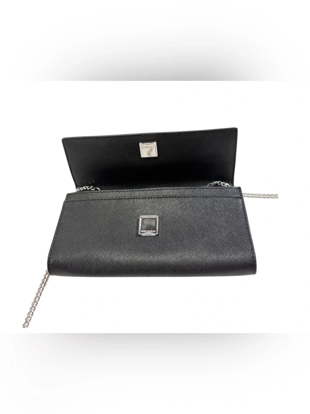 Tory Burch Black Leather Emerson Wallet on Chain Clutch